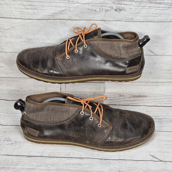 TEVA Mens Wide Toe Cedar Canyon Leather Desert Boot Shoes Lace Up Shoes Size 11 - Picture 1 of 7